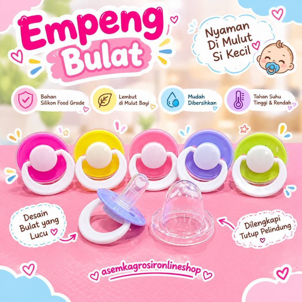 Empeng bayi warna warni termurah / empeng bulat termurah / dot bayi