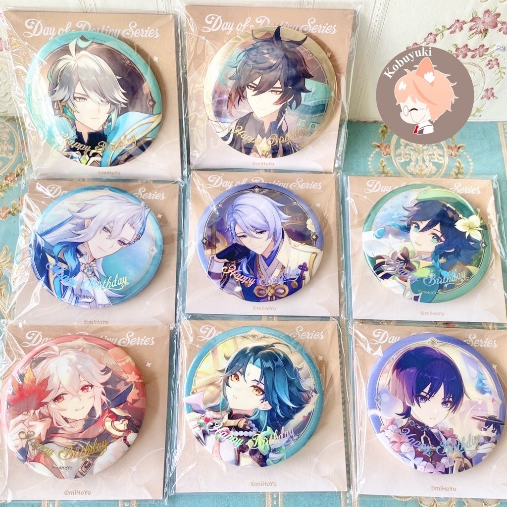 OFFICIAL Happy Birthday series badge pin Genshin impact original xiao neuvillette furina de fontaine