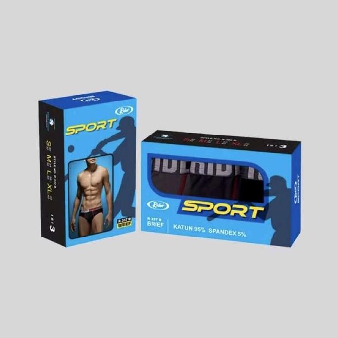 Celana Dalam Pria Brief Katun Rider R337B Rider Sport Brief -3pcs Dewasa Cowok