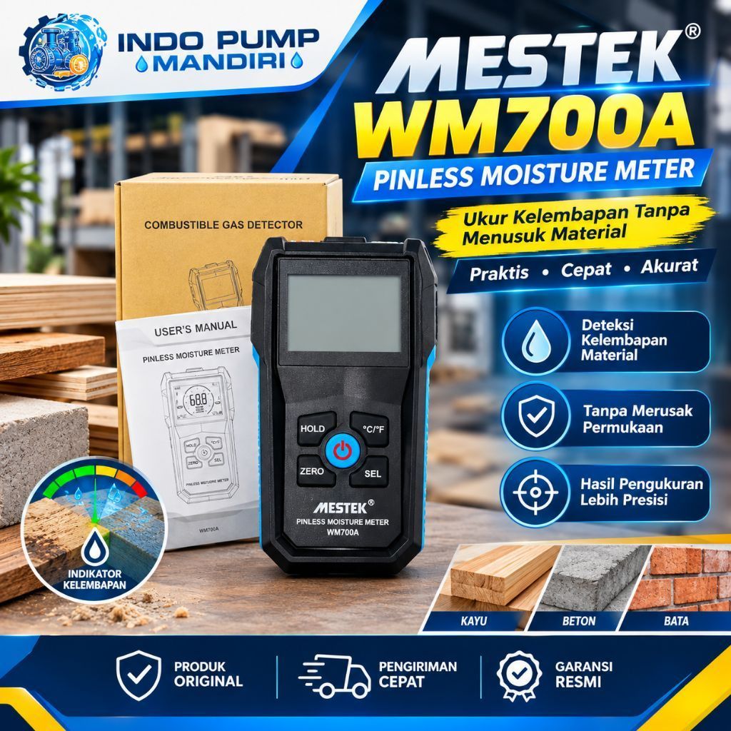 MESTEK WM700A Pinless Moisture Meter Alat Ukur Kelembaban Kayu Dinding WM700
