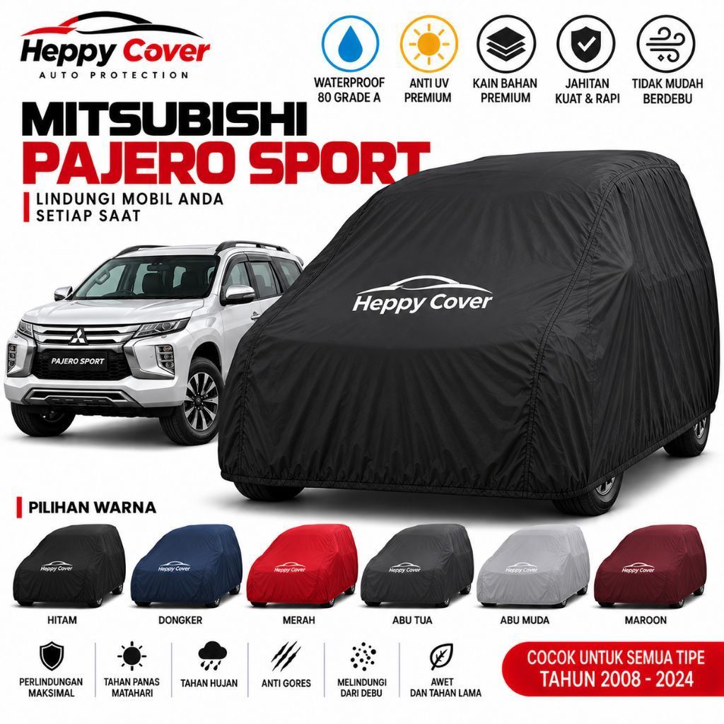 Cover Mobil Mitsubishi Pajero Sport Waterproof Premium | Sarung Mobil Anti UV Dakar Exceed GLX 2008–