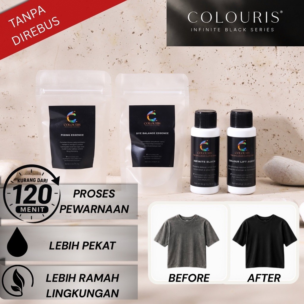 Pewarna Baju Hitam Premium | Pewarna Pakaian Permanen | Cat Kain Hitam Pekat | Untuk Kaos Jeans Deni