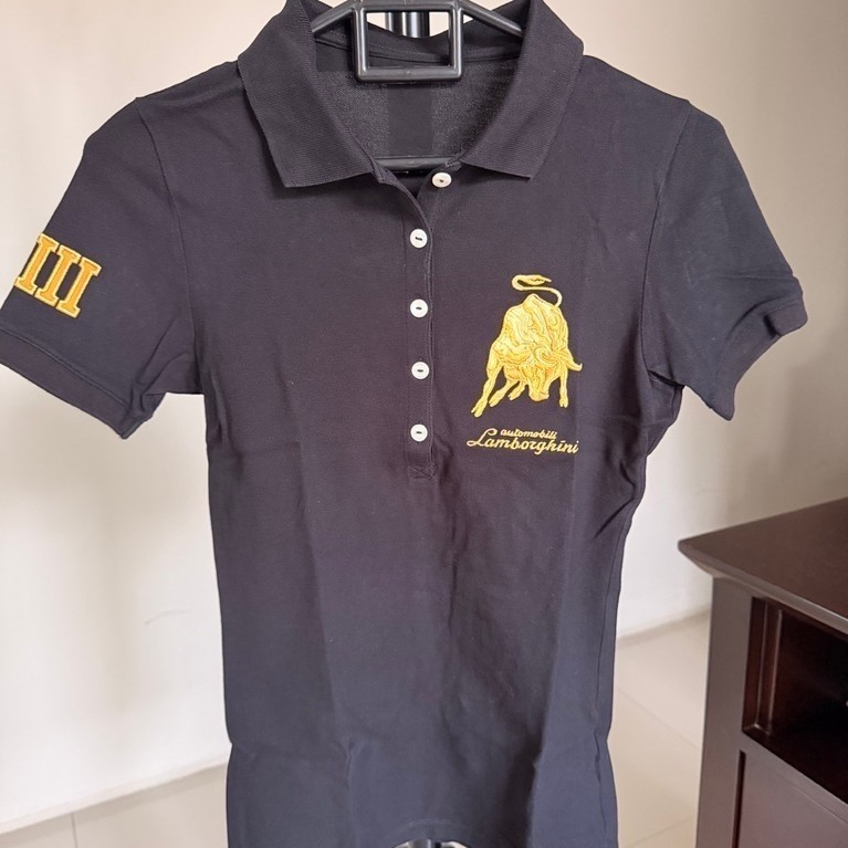 (PRELOVED) LAMBORGHINI Kaos Kerah/Polo/Kaos Polo/Atasan/Top/Shirt Hitam