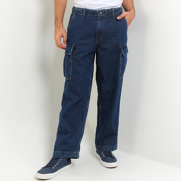 Hush Puppies Celana Jeans Cargo Pria PL ZOLA Blue MF29608BLU