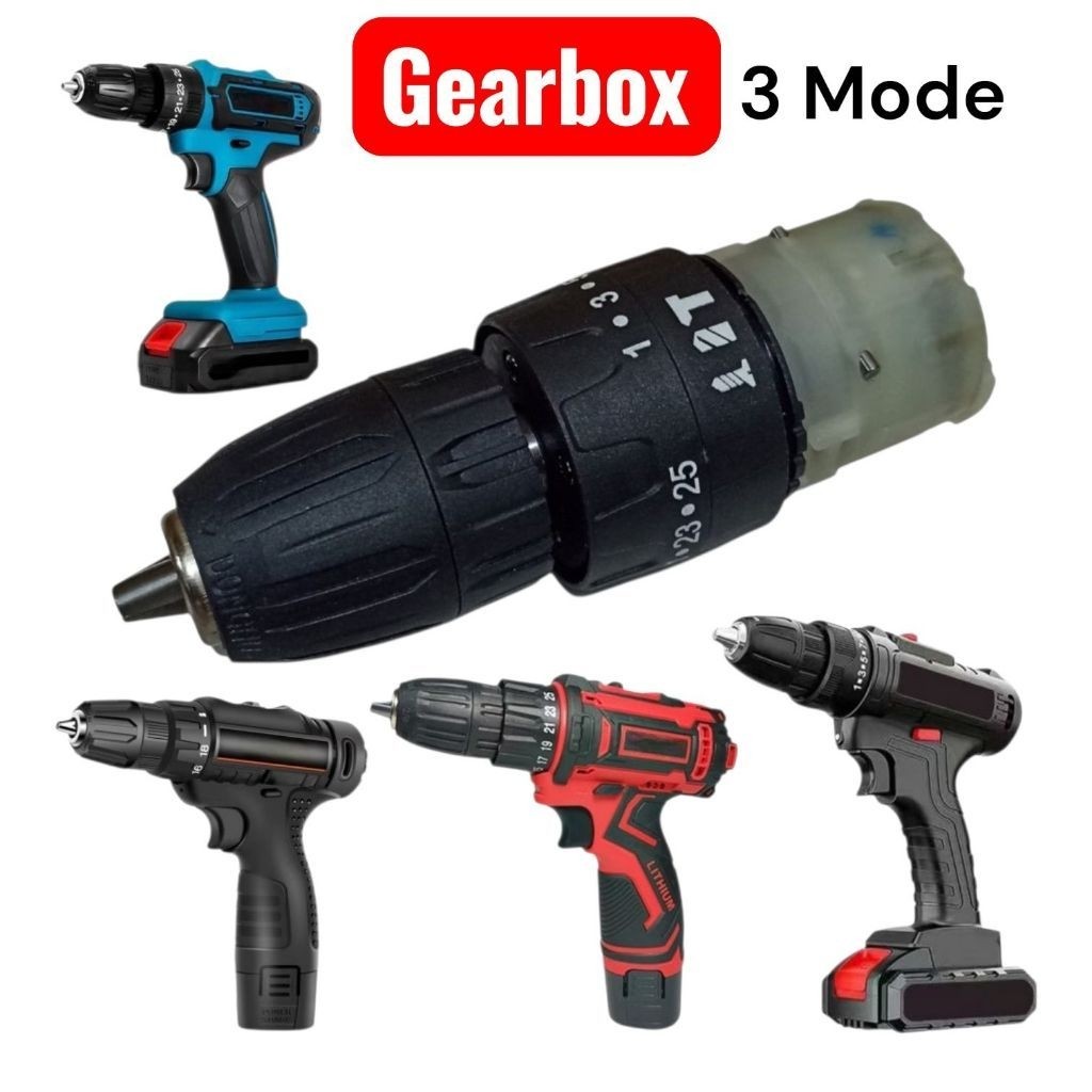 GEARBOX + CHUCK 10MM 3 MODE BOR CORDLESS IMPACT GEARBOX BOR IMPACT DRILL SET