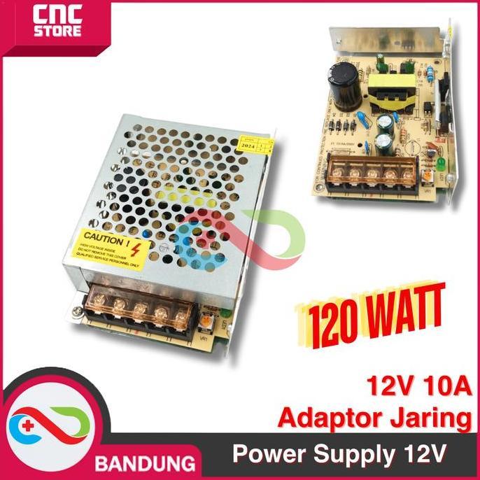 POWER SUPPLY 12V 10A 120W SWITCHING ADAPTOR JARING LED STRIP PELTIER - BODY KECIL