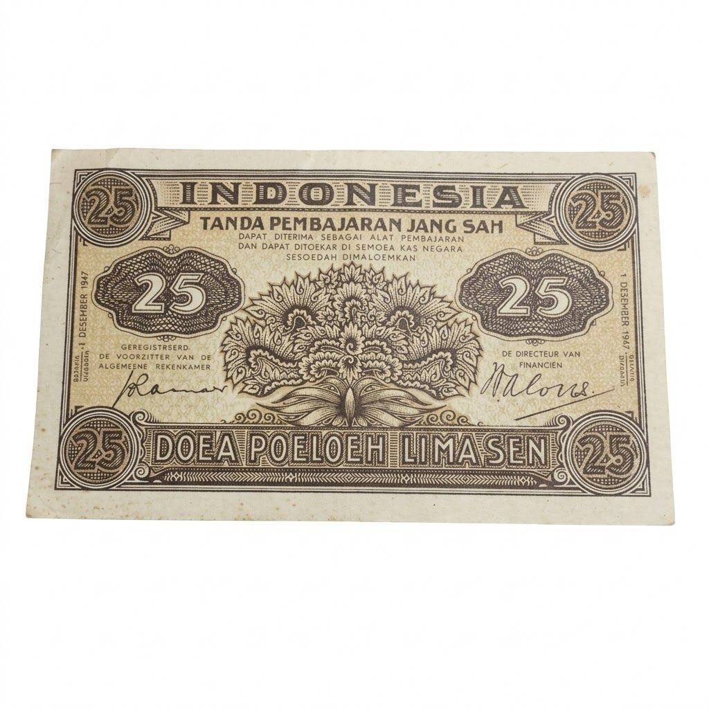 Uang Kertas Kuno Indonesia 25 Sen 1947