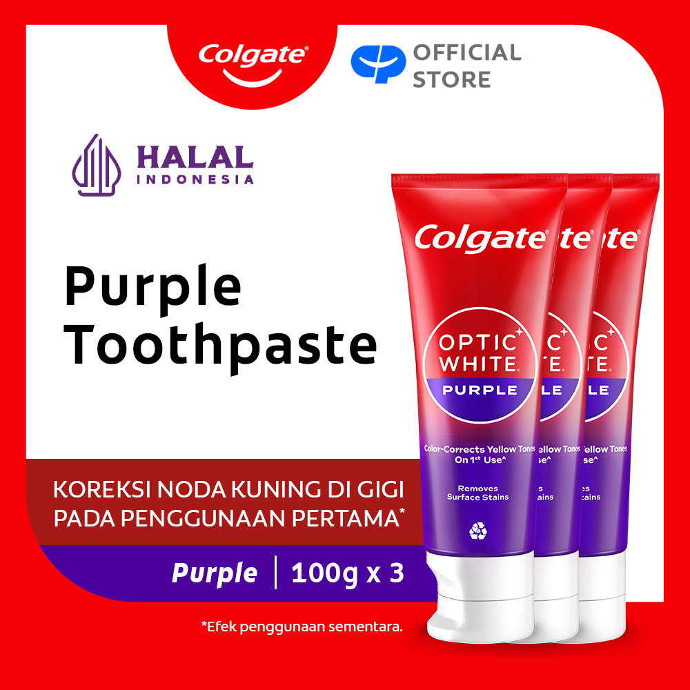 [TRIPLEPACK] Colgate Optic White Purple 100g - Pasta Gigi Putih Alami (Whitening Toothpaste) (3pcs)