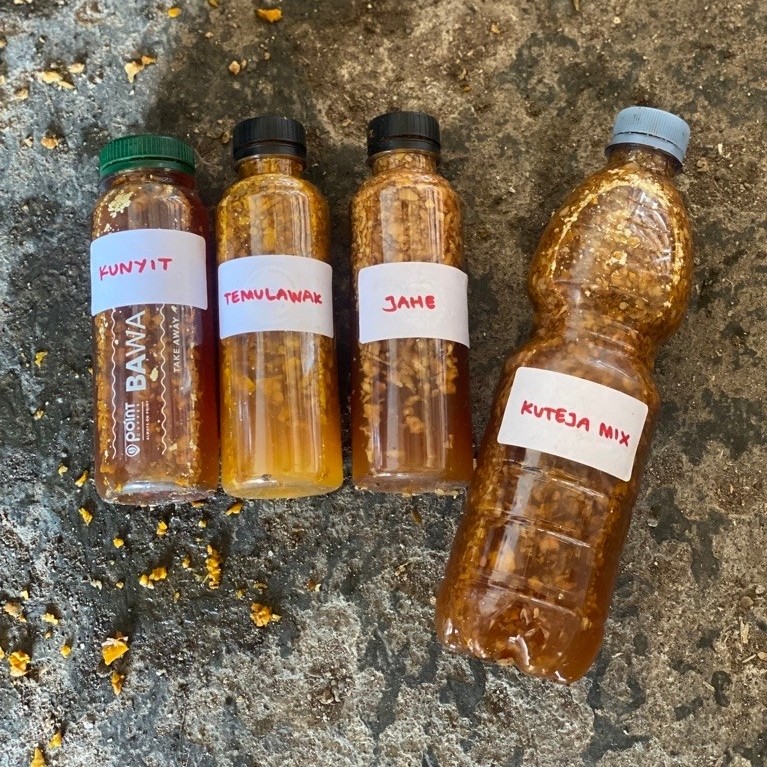 Kuteja fermentasi jamu ayam (kunyit temulawak jahe)