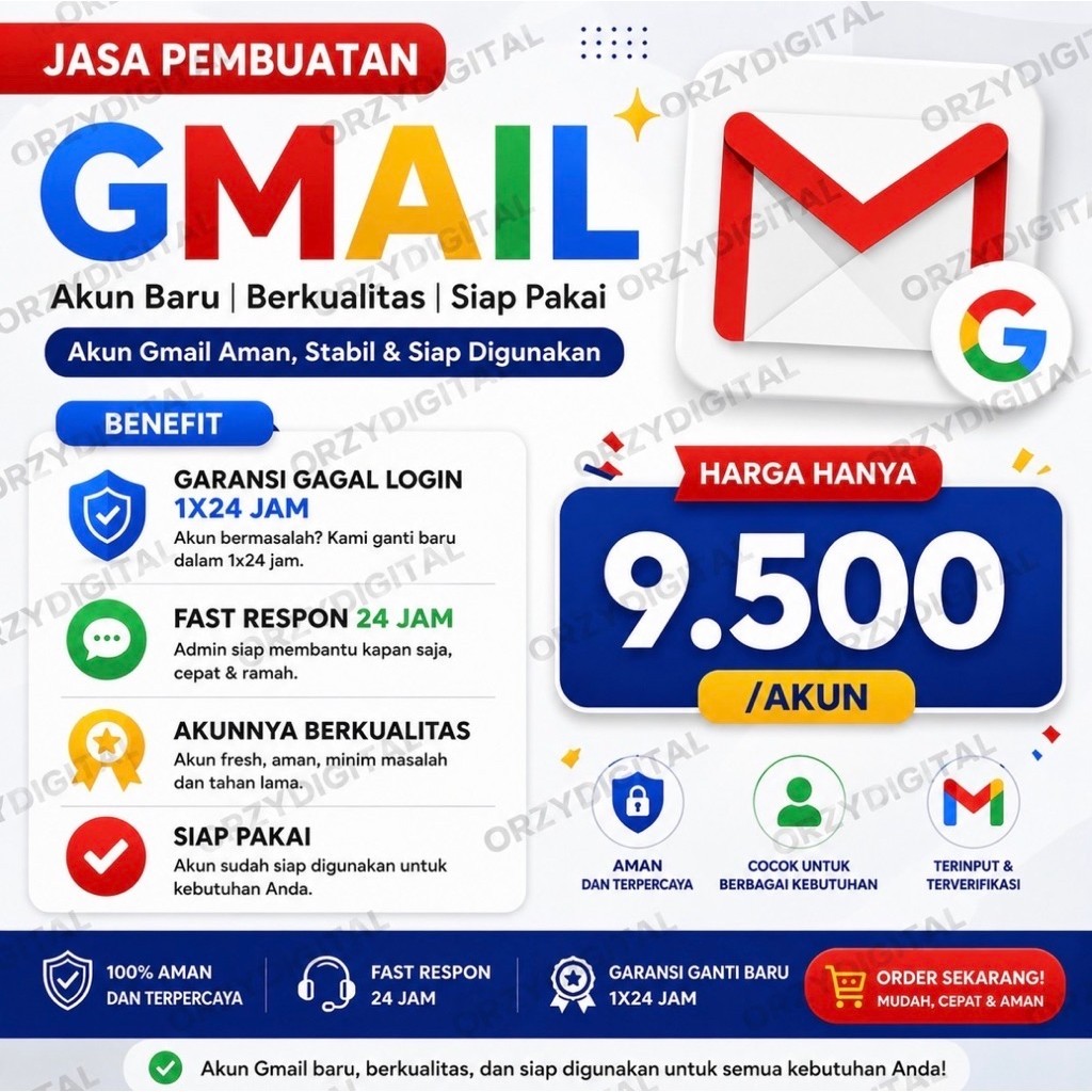 AKUN GMAIL FRESH @GMAIL.COM BERGARANSI 1x24JAM