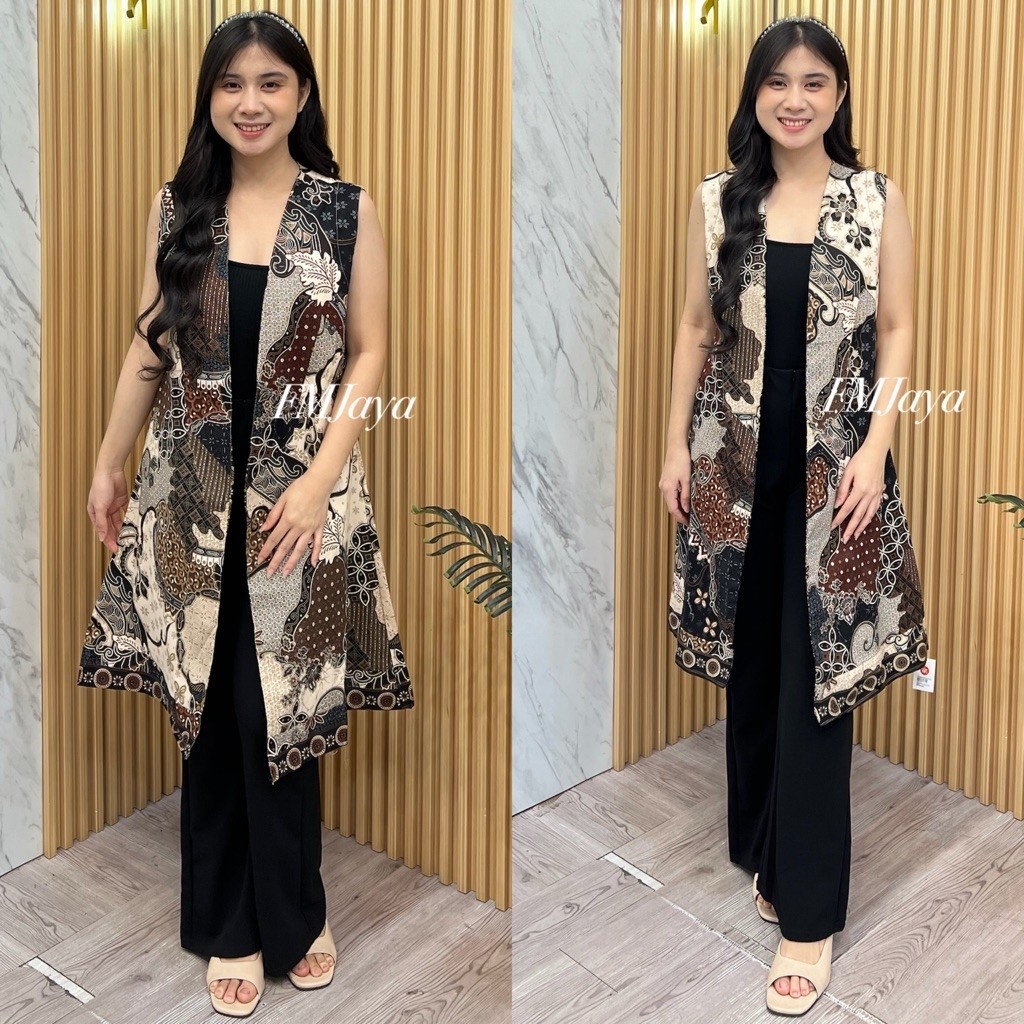 BATIK LONG OUTER 1076 || OUTER BATIK WANITA FASHION || LONG BATIK PREMIUM || ATASAN BATIK KERJA || O