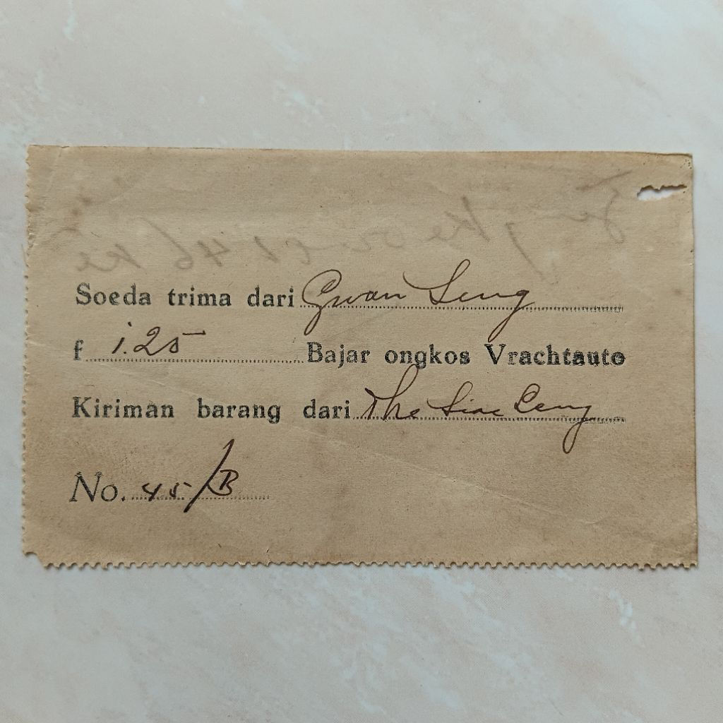 Koleksi Dokumen Arsip Perdagangan Kuno Tua Nota Kwitansi 1920-1930 era Hindia Belanda - YN3502