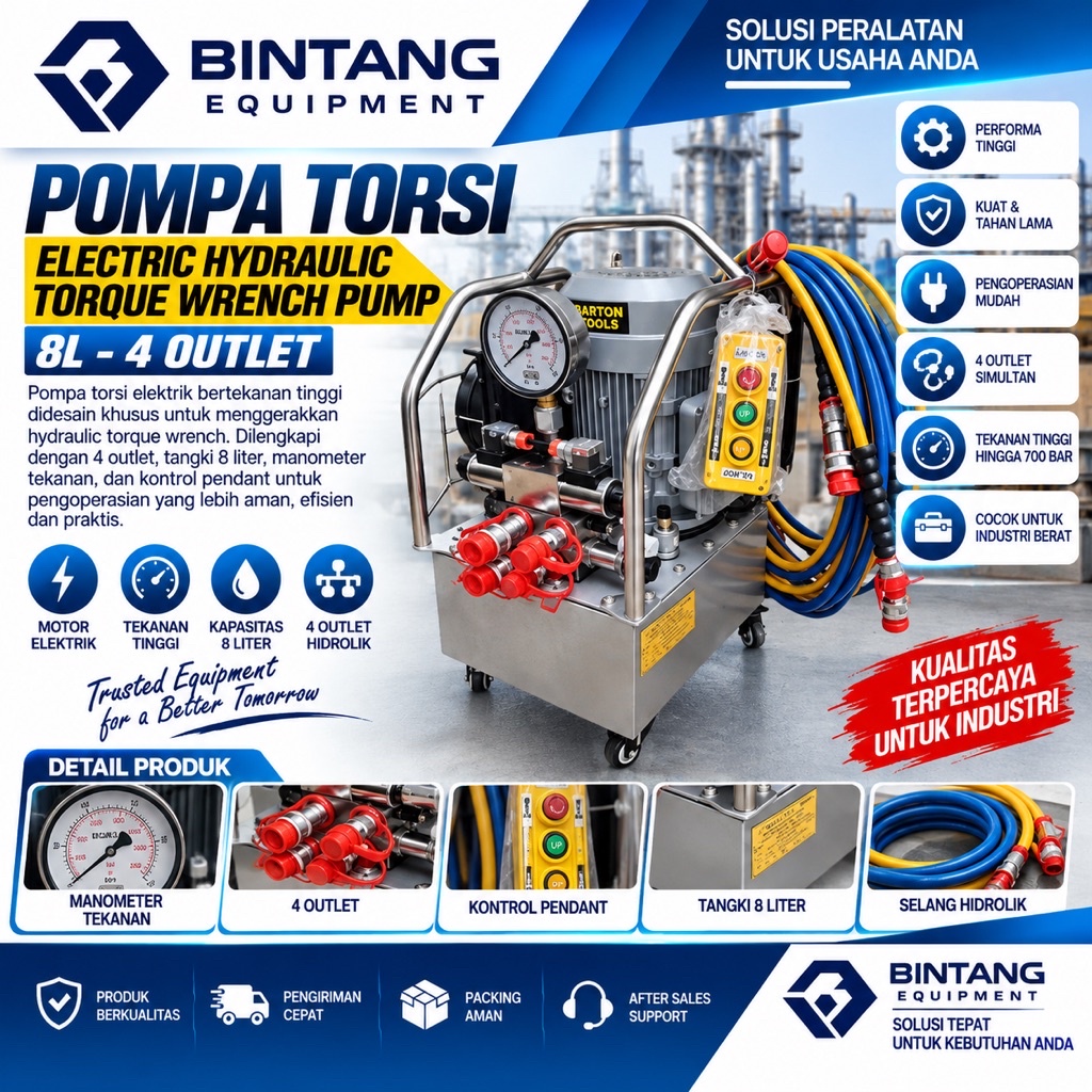 Pompa Torsi Electric Hydraulic Torque Wrench Pump 8L 4 Outlet Pompa Torsi
