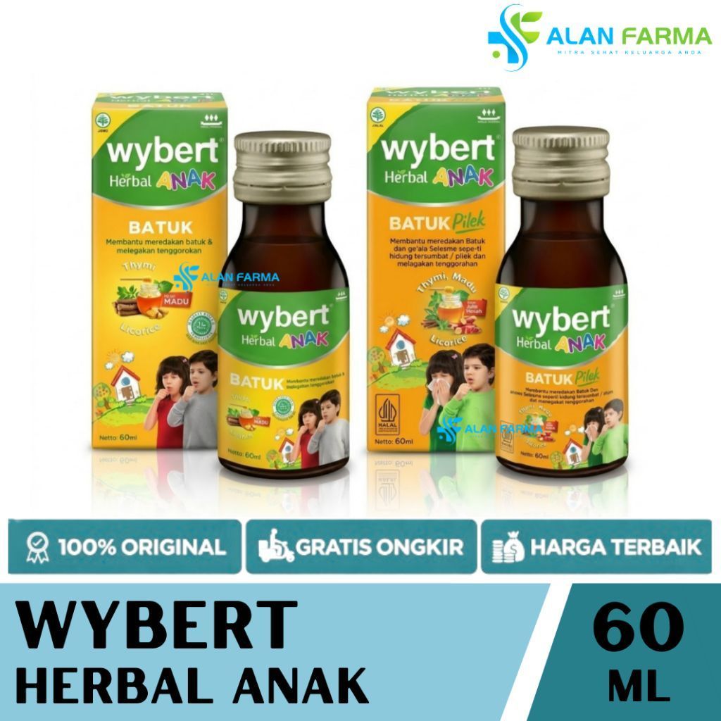 Wybert Herbal Anak 60 mL | Wybert Anak Batuk Pilek | Obat Batuk Herbal Anak