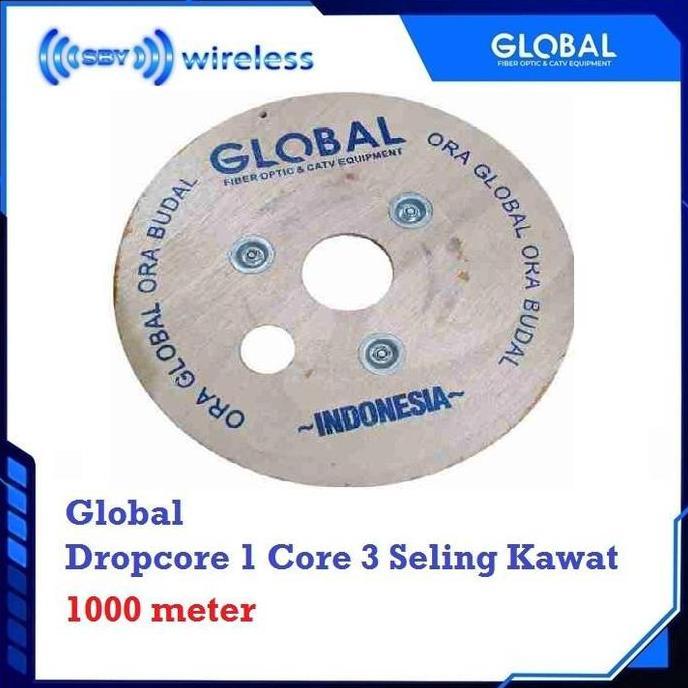 GLOBAL, FTTH Dropcore Drop core 1 core 3Seling hasbelan 1000 meter FO