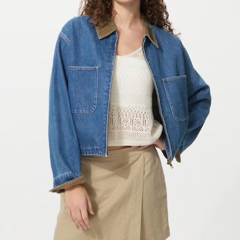 [ Preloved ] UNIQLO - Jaket Pendek Ristleting | Zip Up Short Jacket Size L