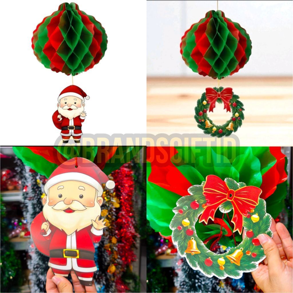Lampion Natal Honeycomb Natal Lucu Gantungan Dekorasi Hiasan Christmas Lantern Unik