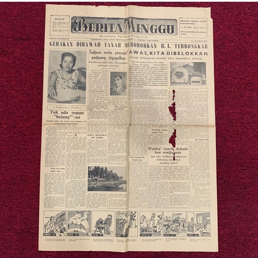 koran mingguan 'BERITA MINGGU'  edisi 19 agustus 1956