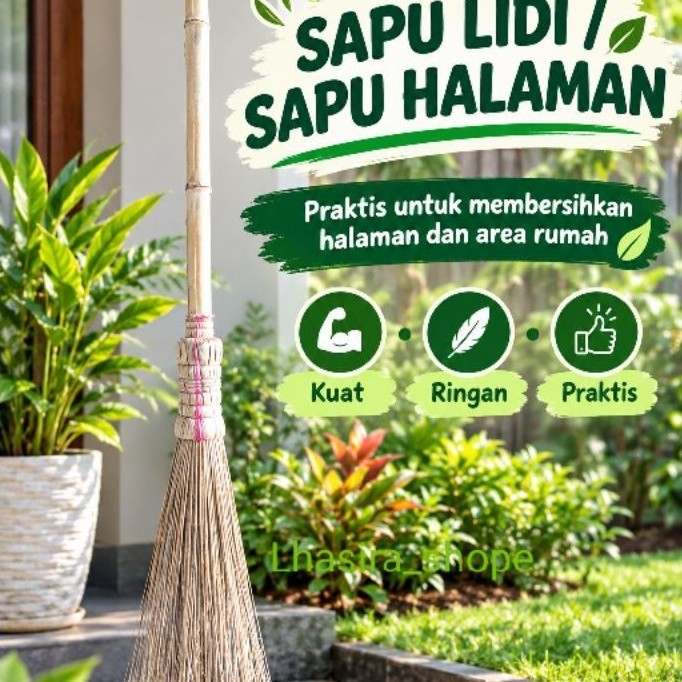 Sapu lidi gagang panjang / sapu halaman