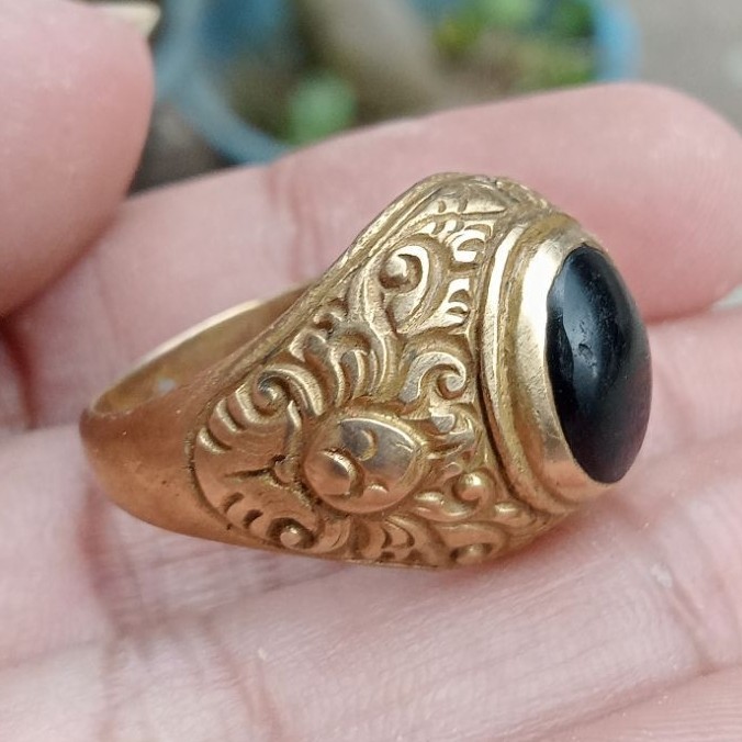 Cincin Batu Akik Natural Ring Kuningan