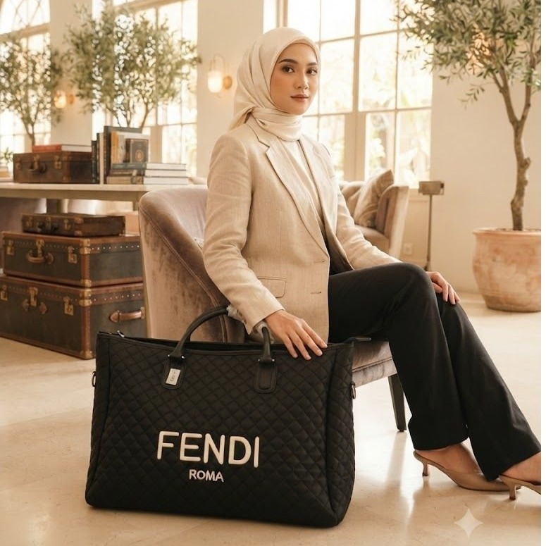 Traveling Bag Wanita Quilted FENDI Roma – Tas Travel Besar Elegan