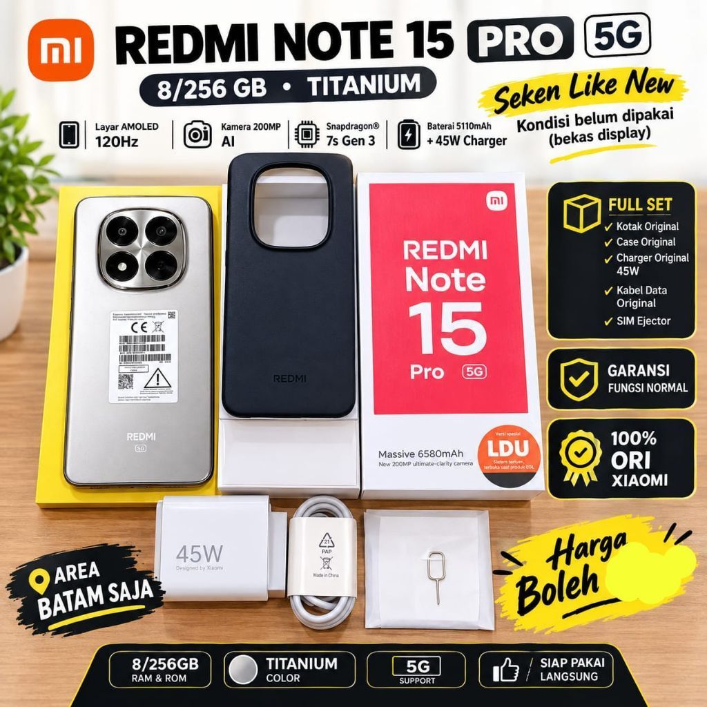 XIAOMI REDMINOTE 15 PRO 5G 8/256 GB TITANIUM [ SEKEN ] - BATAM