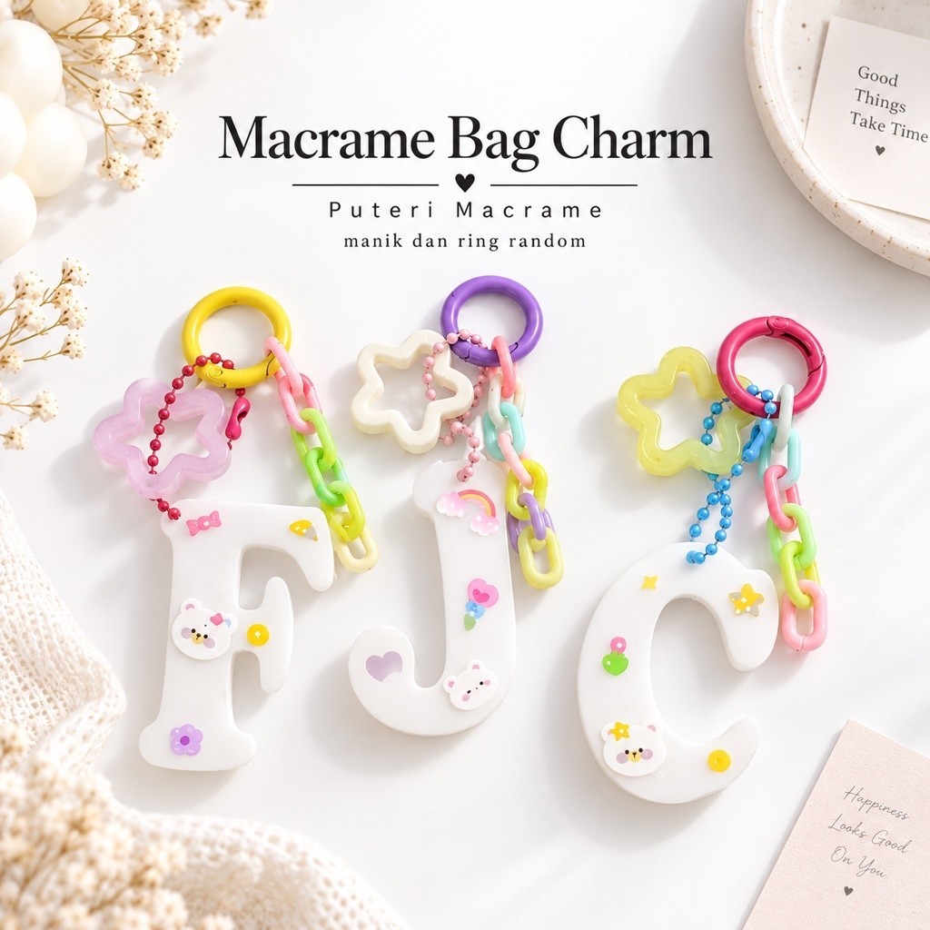 Bag Charm Nama | Gantungan Tas Inisial | Bag Charm Inisial Nama | Bag Charm Akrilik