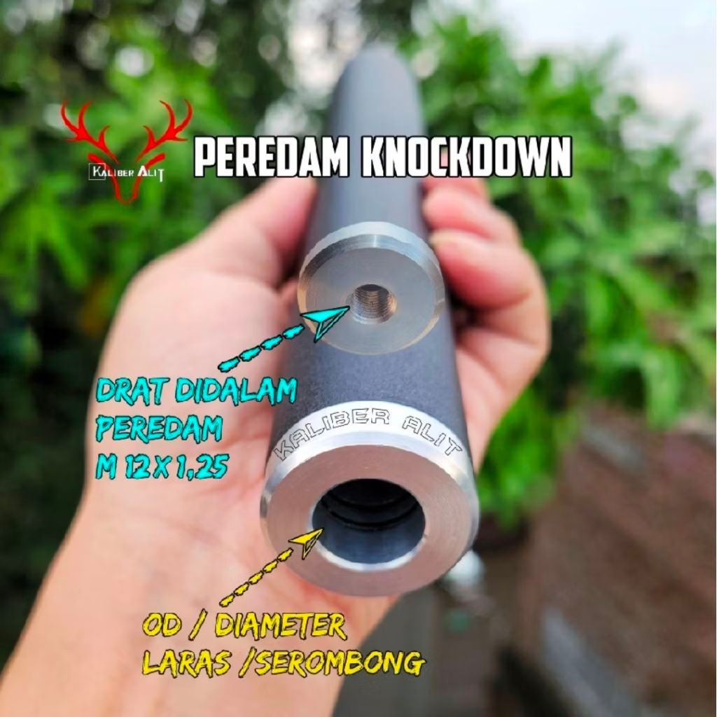 Peredam / Damper knockdown OD38 untuk lup 22mm senyap