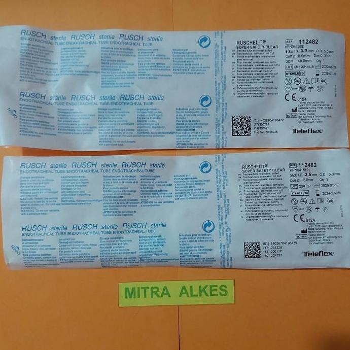 ETT CLEAR CUFFED RUSCH. ENDOTRACHEAL TUBE CUFF WITH CUP RUSCH. FREE ONGKIR