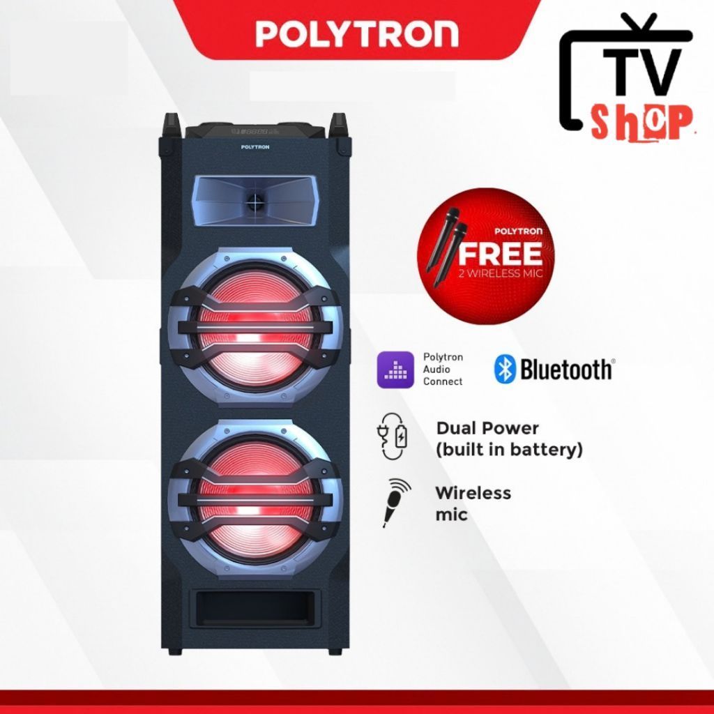 POLYTRON Wireless Speaker 12" Free Mic Portable PTS25KF25
