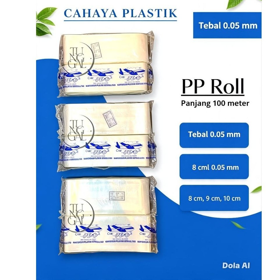 Plastik PP Roll Cap Jet - panjang 100 meter, tebal 0.05 mm : plastik snack loss, plastik cemilan, pl