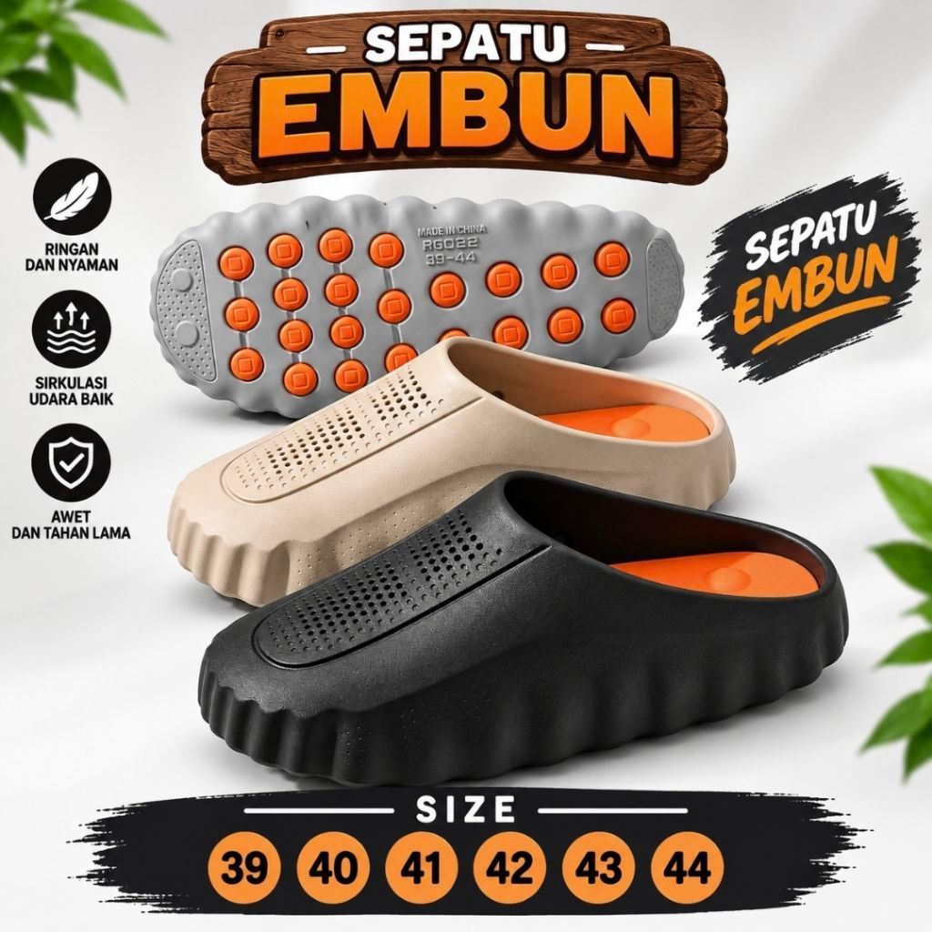 Sendal Slop Jumbo Coklat Size Besar 46 - 37 Sandal