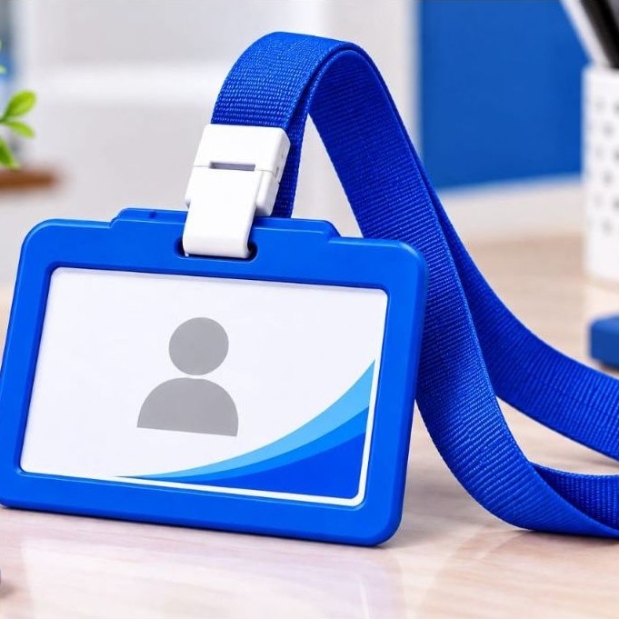 Name Tag Id Card Gantungan/ Lanyard Kartu Nama Plastik / Plastik Id Card Landscape Dan Tali