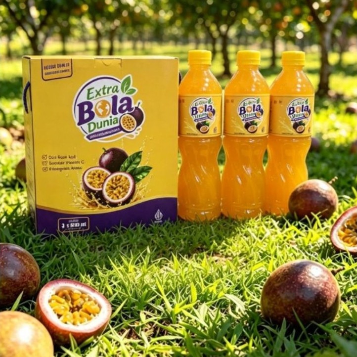 sirup buah markisa merek extra Bola  Dunia asli 100% asli dari Makassar  isi 600 ml X 3 botol perdus