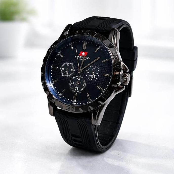 Free Gelang I Jam Tangan Kasual Analog Pria Tali Rubber Chrono Variasi Body Bulat Stainless Steel Wa