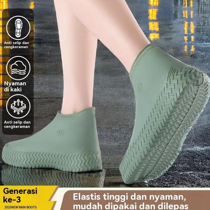 Penutup sepatu anti hujan untuk pria dan wanita / tahan air, anti selip, menebal, tahan aus, portabe