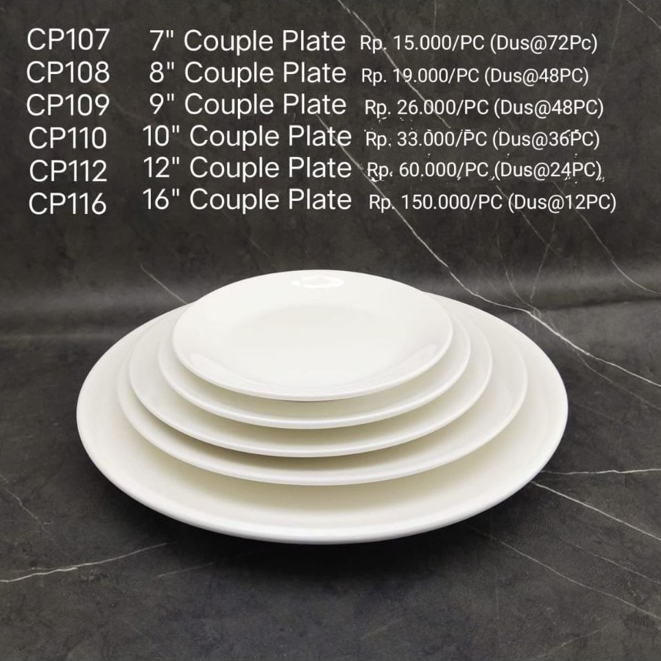 NAKAMI COUPLE PLATE 8" 9" Piring makan polos 1 Lusin hotel keramik