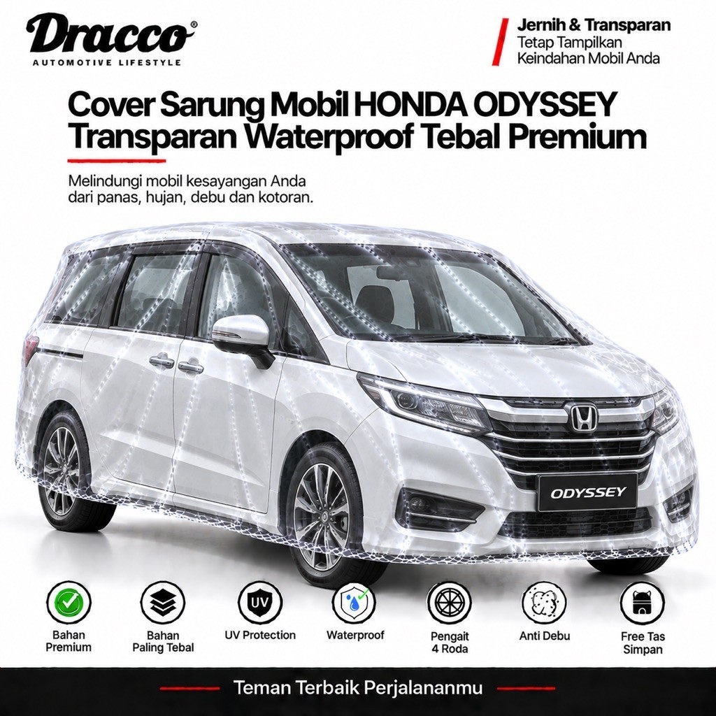 Cover Mobil Honda Odyssey Transparan Sarung Mobil Bening waterproof Plastik Transparan Tebal DRACCO