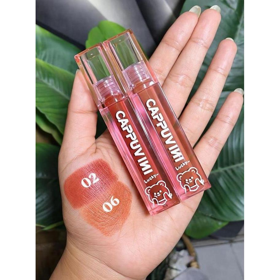 Serbakirim- ( Perpcs 1039 ) Cappuvini Lucky Bear Velvet Lipmatte / Matte Lipstik Rna Gelap Lip Glaze