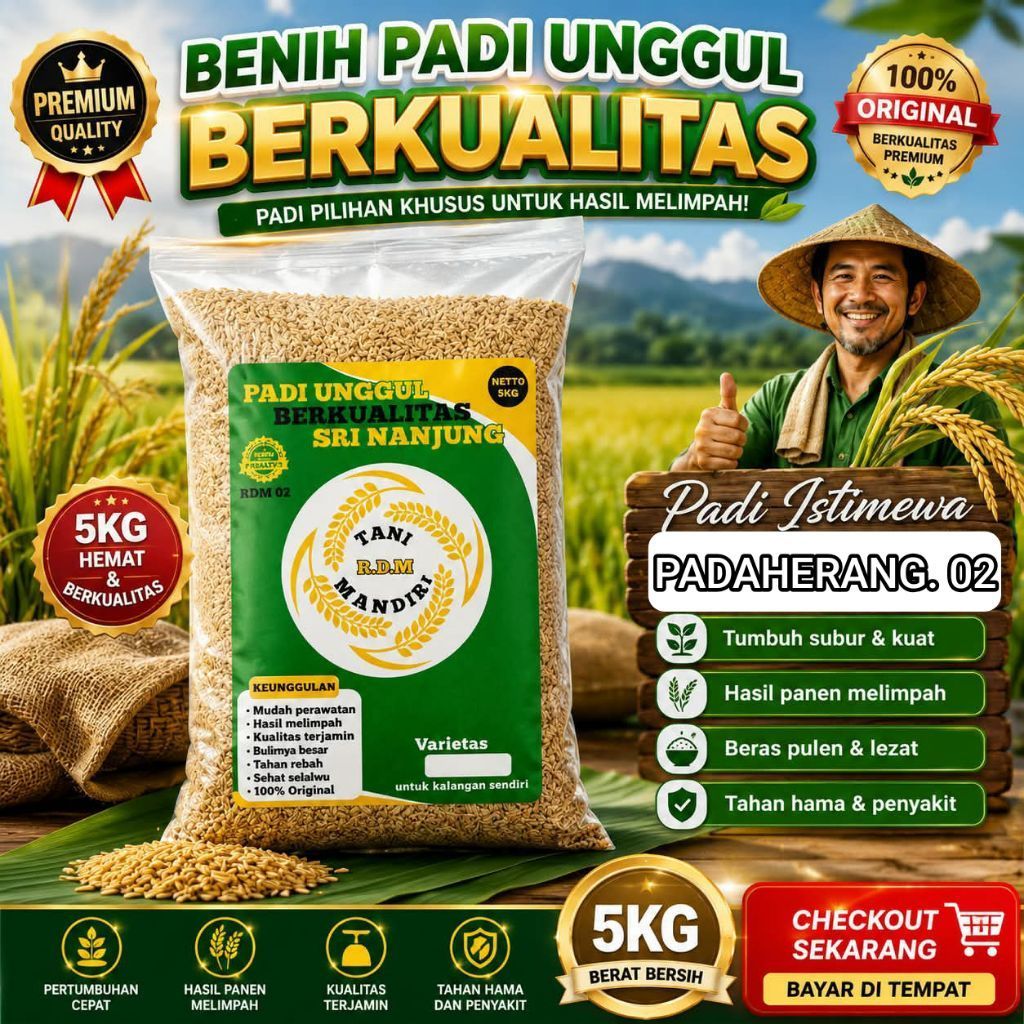 BENIH PADI BIBIT PADI PADA HERANG 02 KEMASAN 5 KG BIBIT PADI UNGGUL