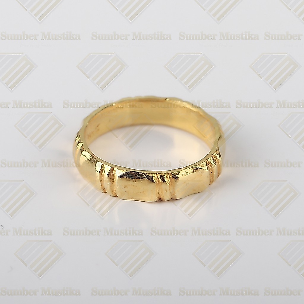 Cincin Kawin Model Bambu Polos Emas 24 Karat