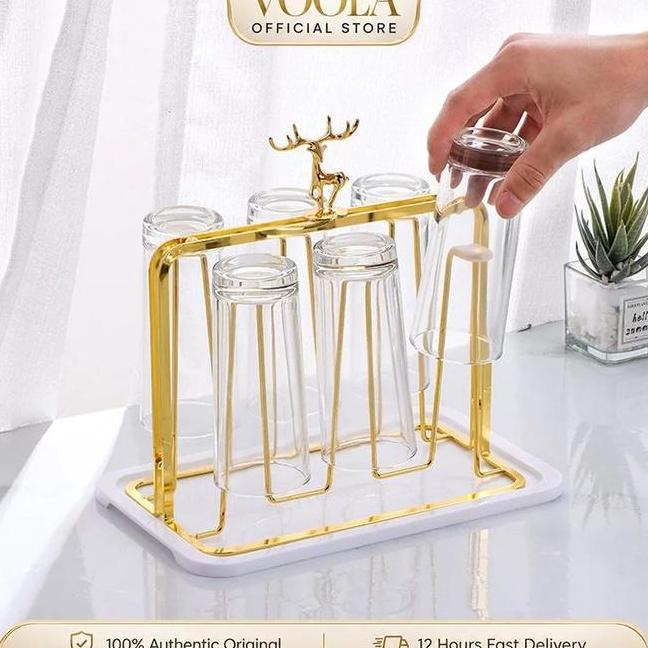 Voola Tempat Gelas Rak Gelas Gantungan Gelas Rak Cangkir Stainless Steel Minimalis Rak Gelas