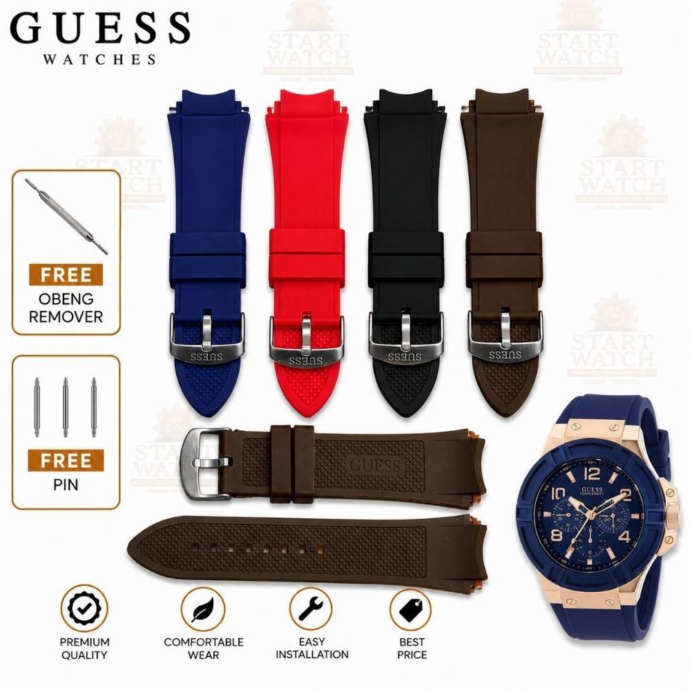 Tali Jam Karet Silikon GUESS W1049G2 W0247G3,W0040G3,G7 Strap Jam Tangan GUESS Rigor Cowo DISKON