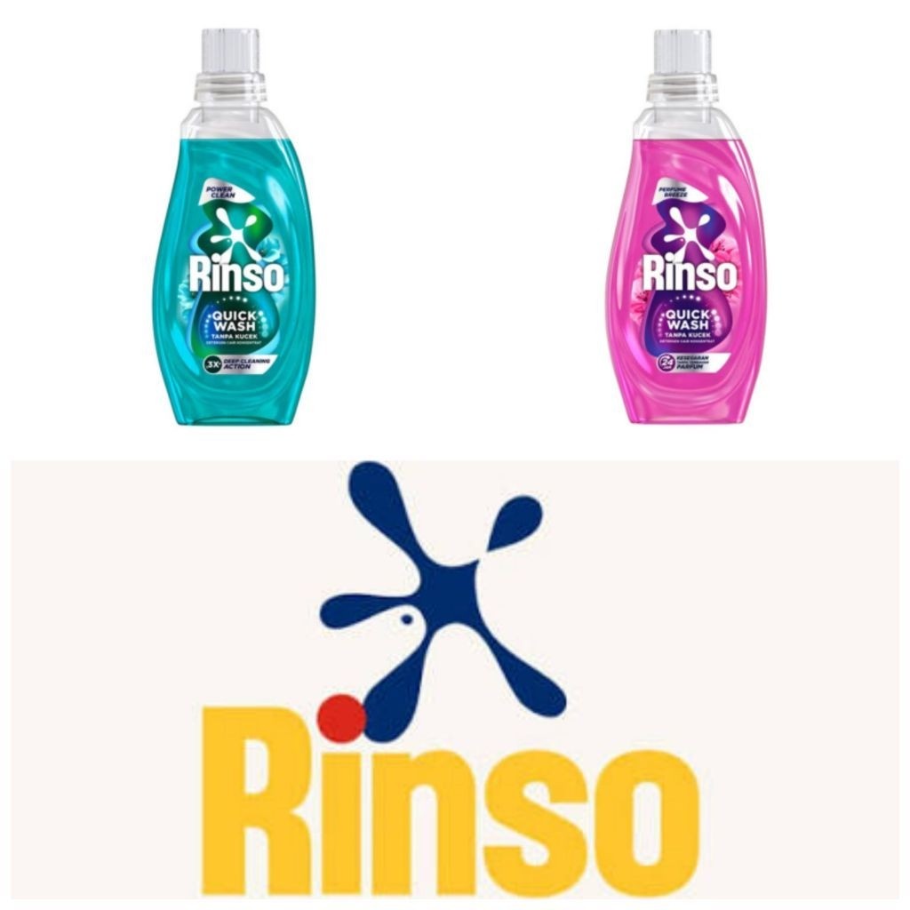 Rinso Power Clean Quick Wash Detergen Cair Botol 650 Ml / Rinso Perfume Breeze Quick Wash Detergen C