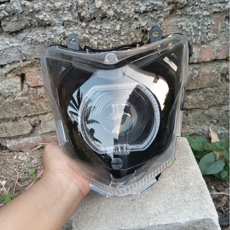 Reflektor HeadLamp Cb 150R Cb 150 Lama Custom Hitam Plus Biled 4,5 inc Fullset Super Terang