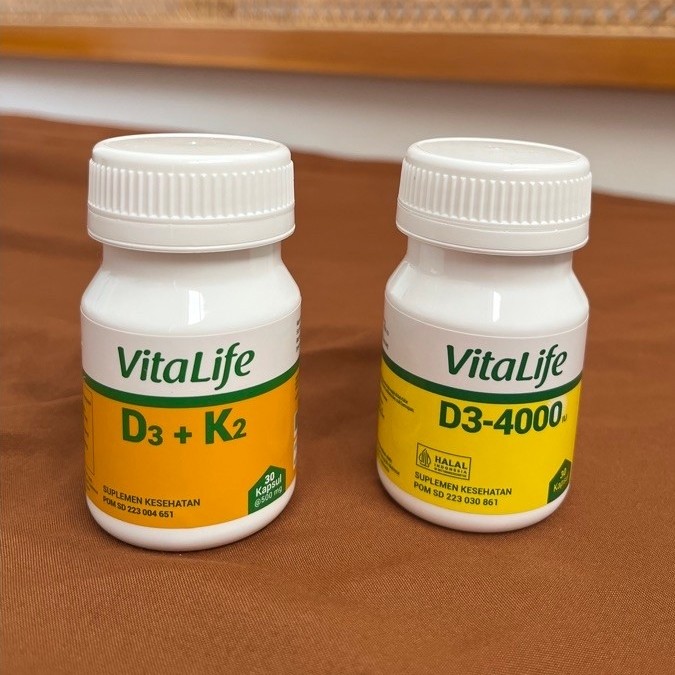 VITALIFE Vitamin D3 4000 IU + D3 400 IU K2 Dukung Tulang Jantung Halal Bovine Gelatin