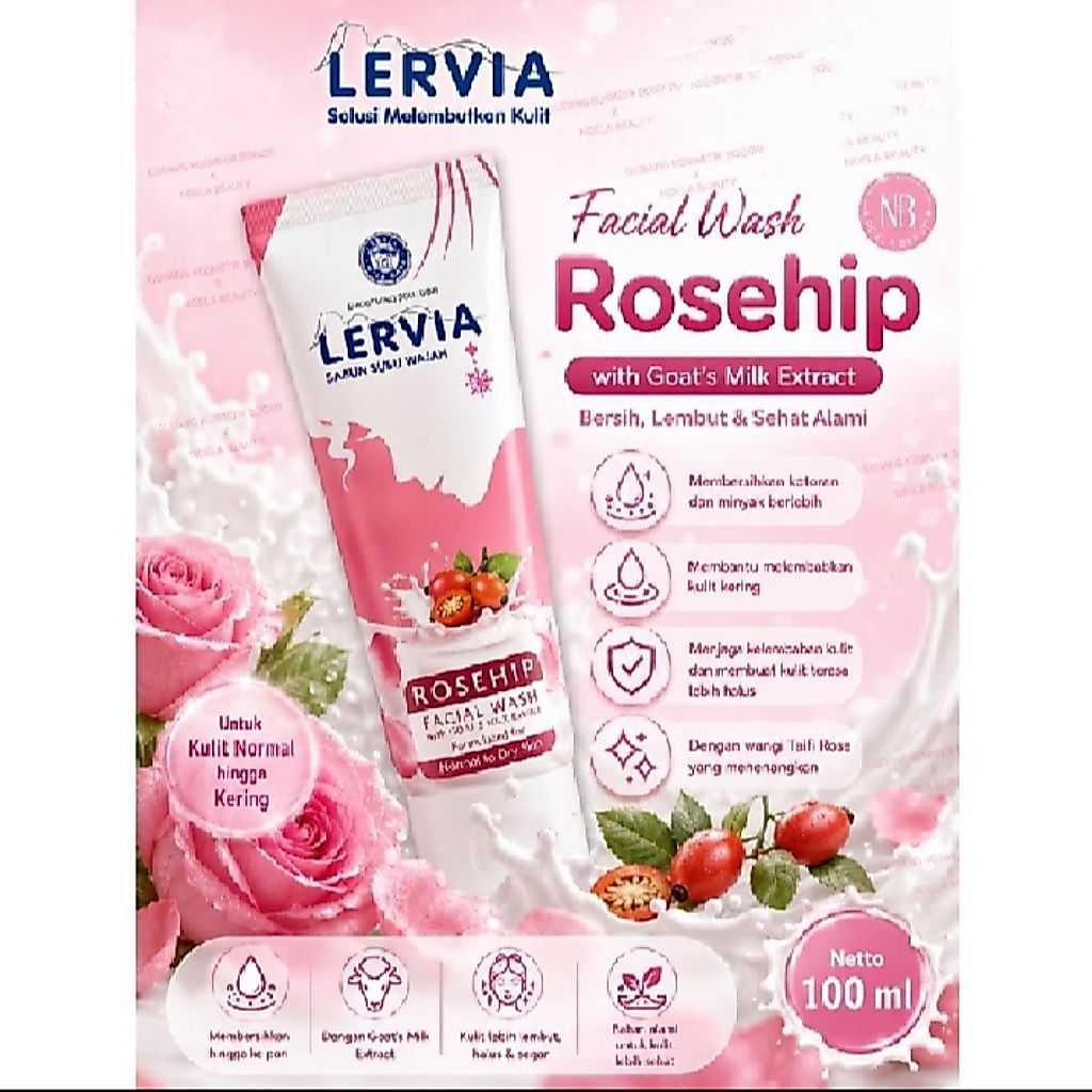 LERVIA facial wash rosehip 100ml sabun susu