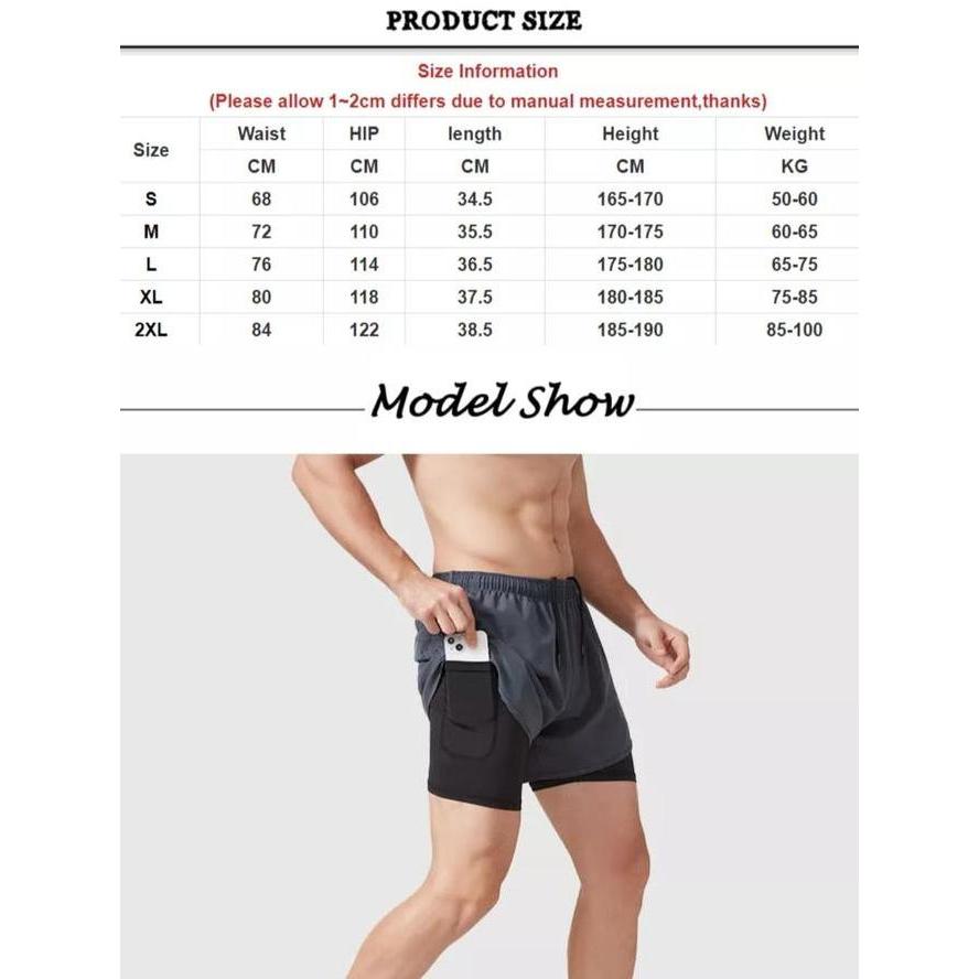Runnera- Dk22 Celana Pendek Olahraga Lari Pria Gym Training Legging Sport Pria