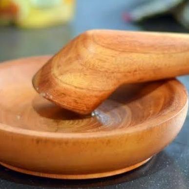 *#*#*#*#] Cobek Kayu + Ulekan Bahan Kayu Mindi Awet Kuat Tebal Diameter 15CM Cobek Kecil Uleg Ulek M