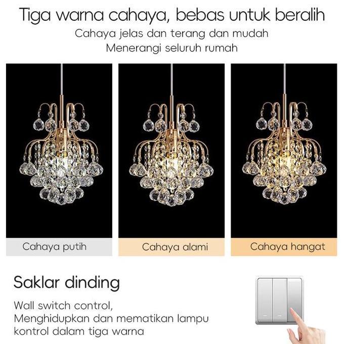 Lampu pendant kristal deluxe lampu pendant minimalis modern lampu dekorasi kamar tidur lampu LED rua